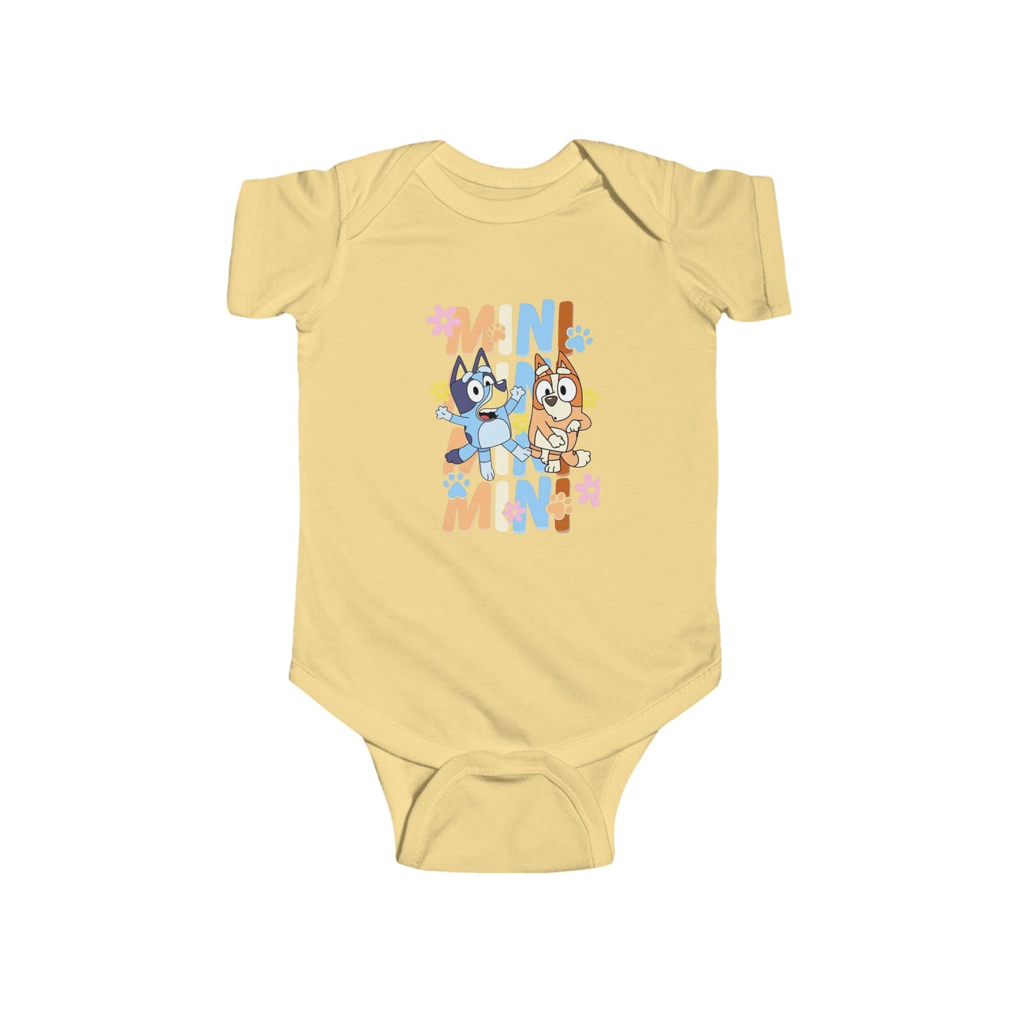 Infant and toddler Bluey onesie bodysuit, suitable for newborns, baby shower gift idea, cute and durable baby clothes.

