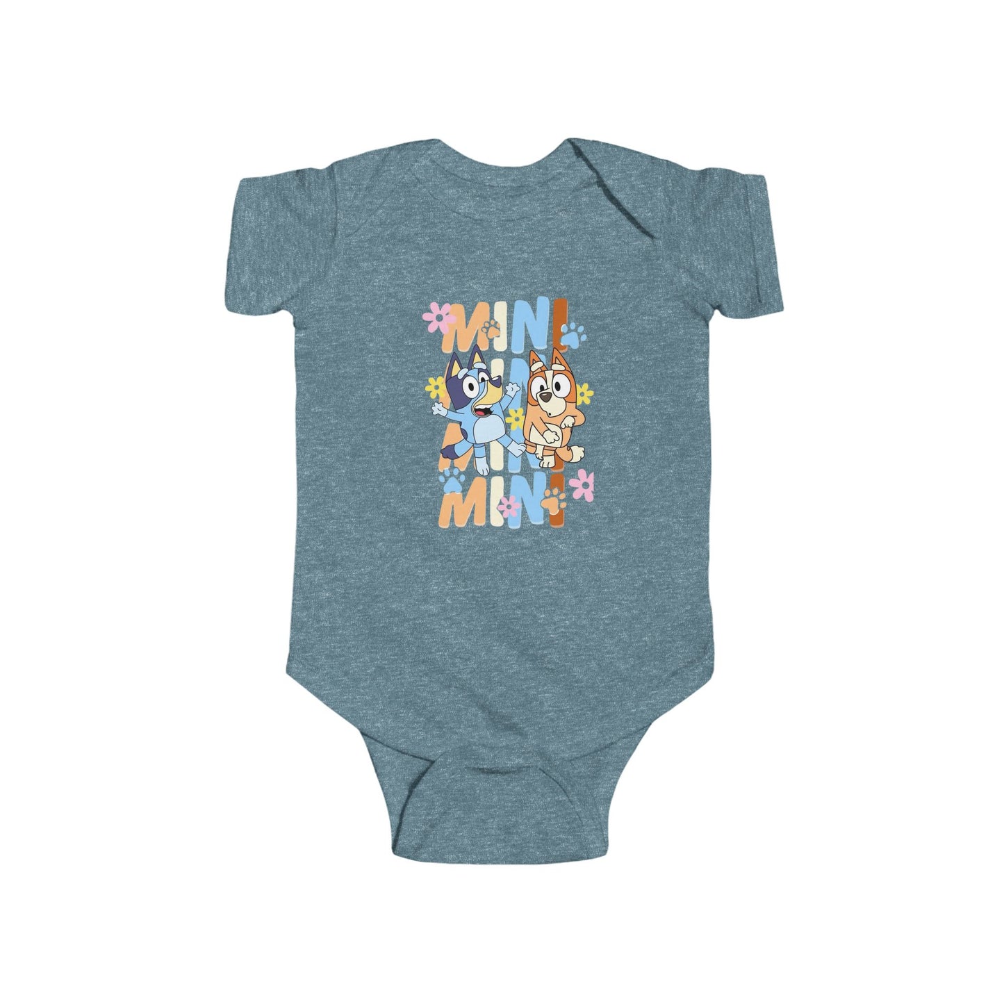 Soft and adorable Bluey infant bodysuit, perfect baby shower gift for newborns and toddlers, comfortable and durable baby clothes for everyday wear.
